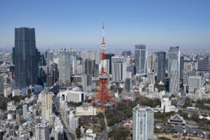 芝公園上空から東京タワー